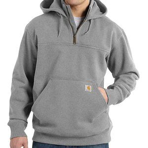 Men's Carhartt Rain Defender loose fit grey heavyweight quarter zip hoodie